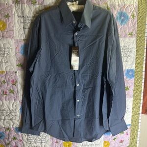 Perry Ellis Men's long sleeve Blue with dots Button-Up Shirt Sz L